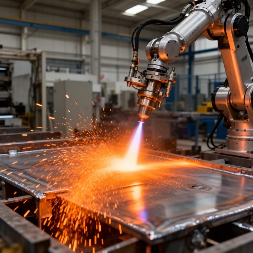 Robô industrial realizando Metalização